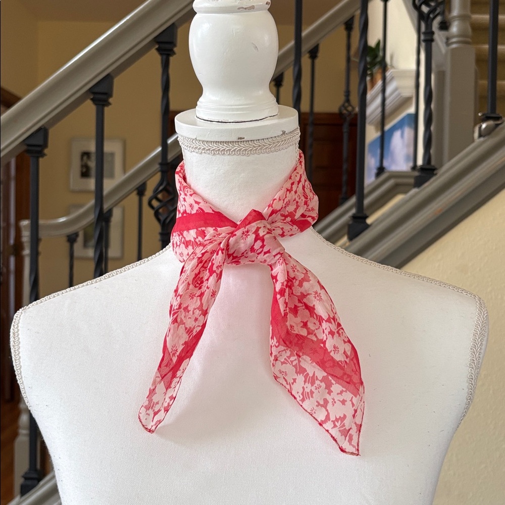 Floral Pink and White Scarf